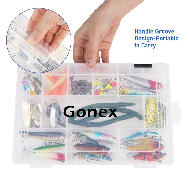 Gonex 3600 Tackle Trays 3 Packs, Transparent Fishing Tackle Boxes Organizer and Storage with Adjustable Dividers, Plastic 3600 Tackle Boxes for Lures, Hooks, & Other Accessories - Image 5